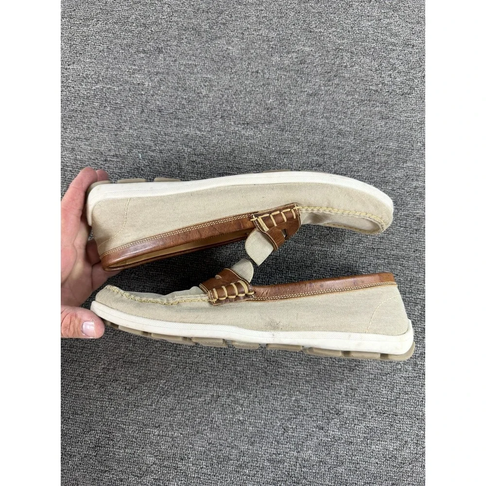 Alan Payne Canvas Loafers Shoes Mens 10.5 Beige Brown Cannes Made Brazil Casual